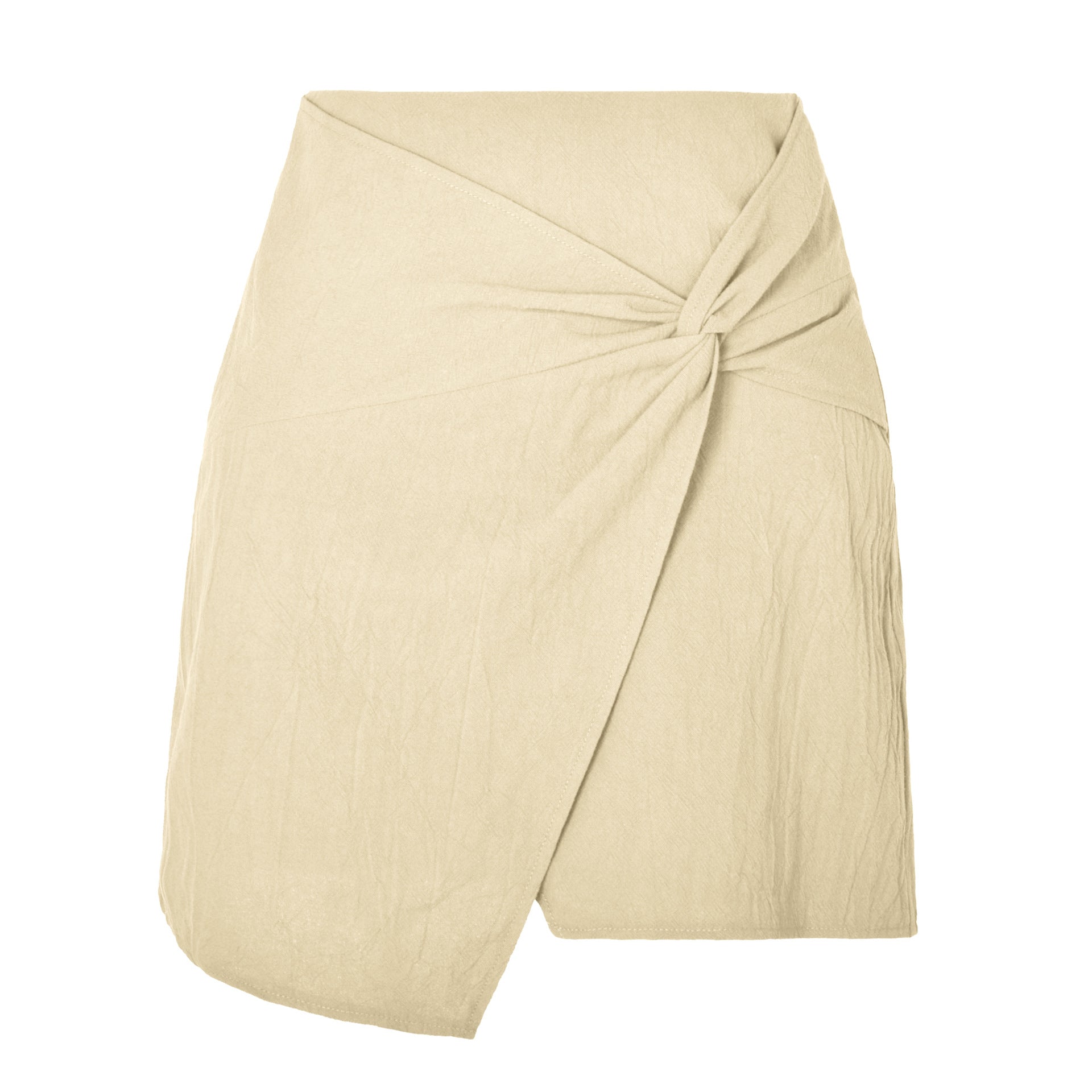 Collumbiana Bottoms Beige / L High-Waist Twisted Skirt in Cotton & Linen