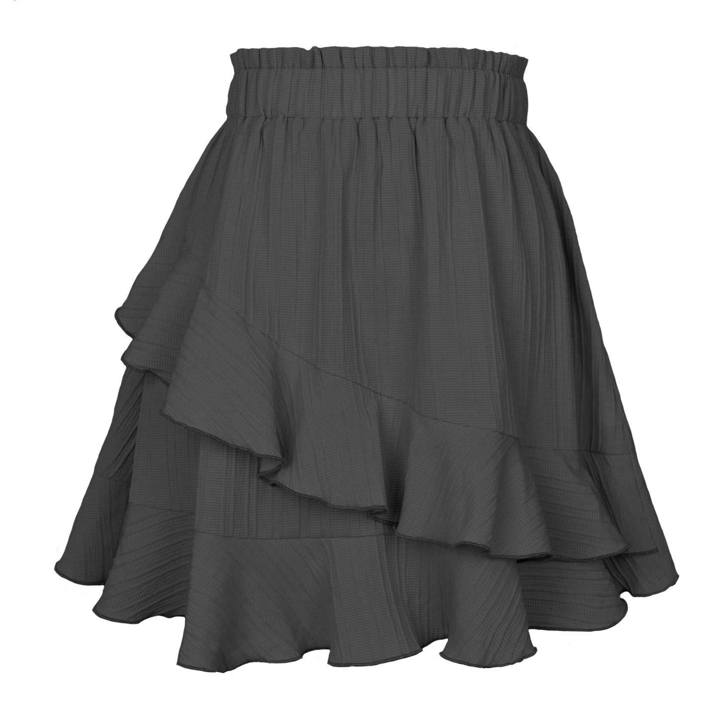 Collumbiana Bottoms Black / L Enchanting Elegance: Women's High-Waist Ruffled Skirt