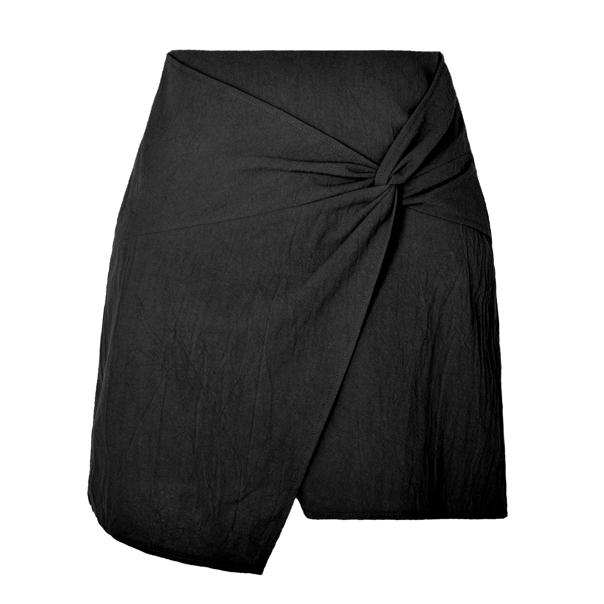 Collumbiana Bottoms High-Waist Twisted Skirt in Cotton & Linen