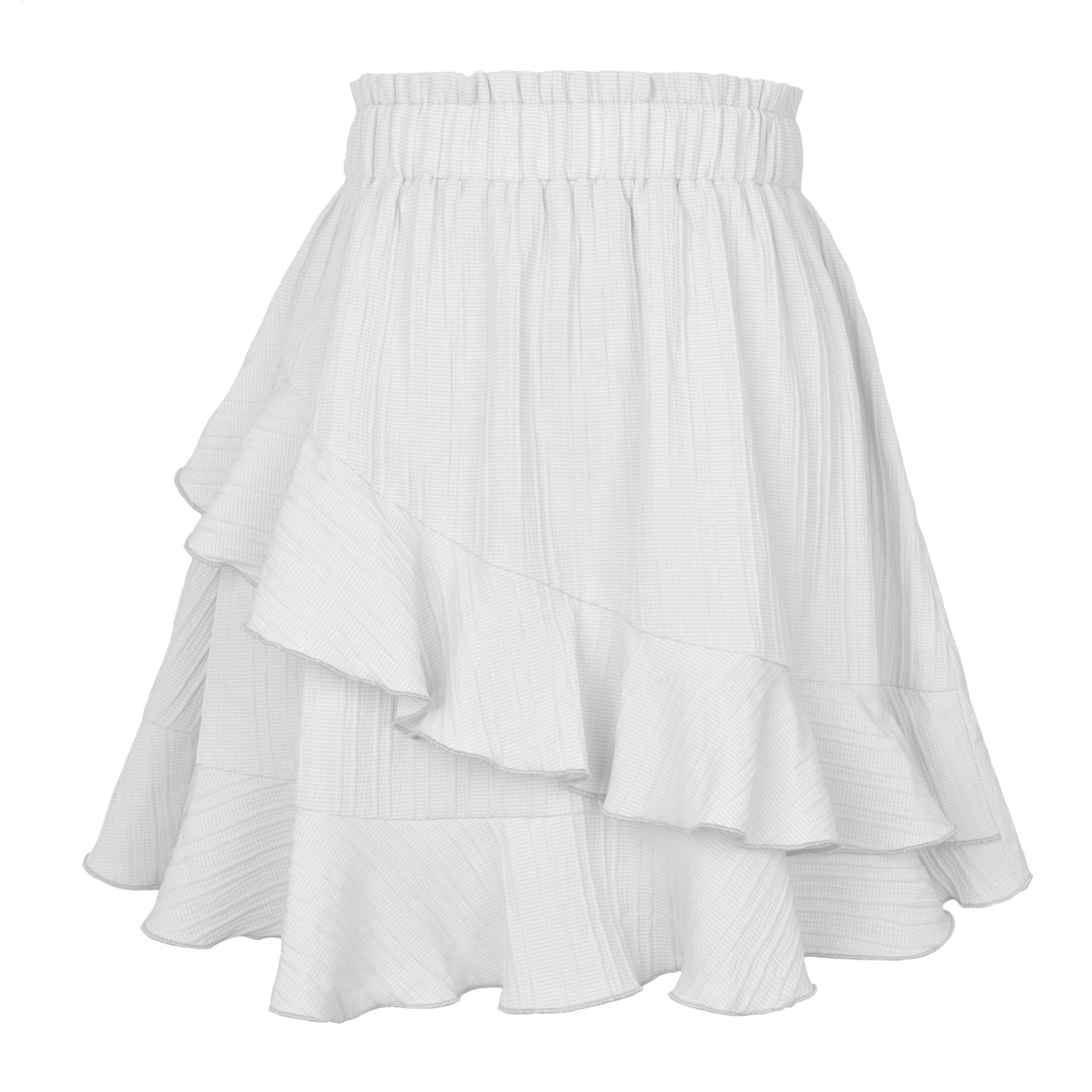 Collumbiana Bottoms White / L Enchanting Elegance: Women's High-Waist Ruffled Skirt