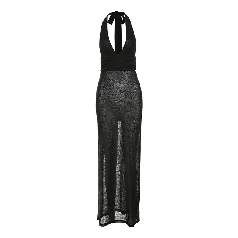 Waist-tight Slim Backless Solid Color Dress Collumbiana