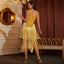 Gold Glitter Evening Dress Prom Fringe Jumpsuit