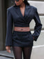 Corp Black Blazer Shorts Set