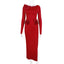 Long Sleeve Backless Bow Split Dress Red Dress