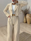 Solid Color Short Blazer & High Waist Pants Set