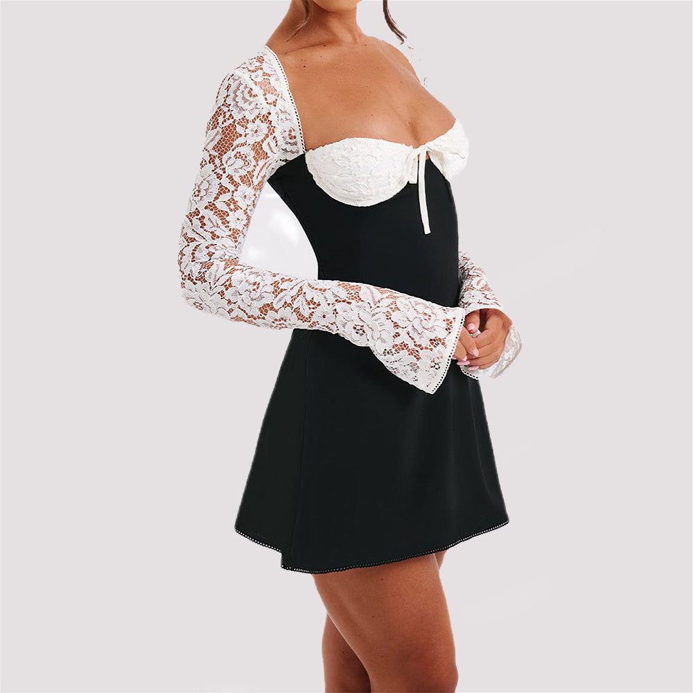 Collumbiana Dresses Fashionable Corset Lace Long-Sleeve Dress