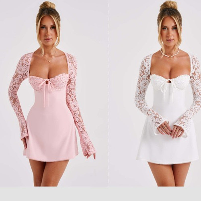 Collumbiana Dresses Fashionable Corset Lace Long-Sleeve Dress