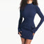 Pocketed Chic: Long Sleeve Slim Bodycon Dress Collumbiana