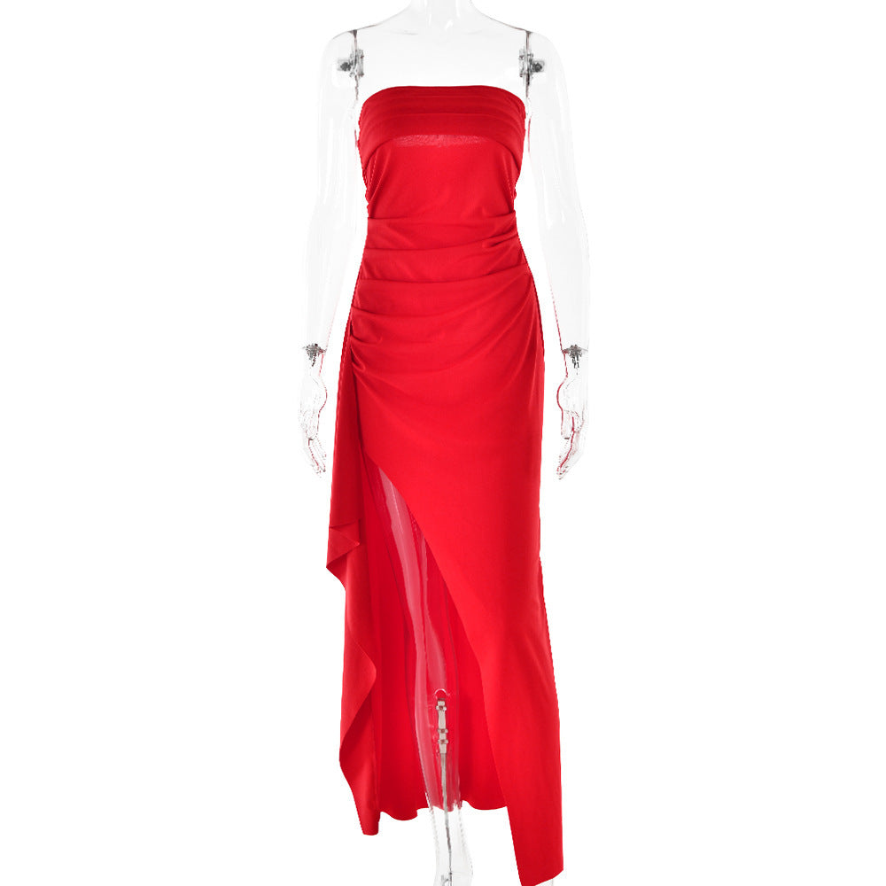 Collumbiana Dresses Red / L Pleated Elegance