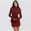 Pocketed Chic: Long Sleeve Slim Bodycon Dress Collumbiana