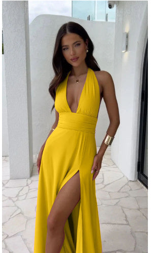 Collumbiana Dresses Yellow / L Halter Vibe Dress