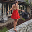 Red Backless Photo Beach Dress