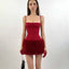 European And American Christmas New Year Fashion Sexy Spaghetti Straps Chest Wrap Plush Sheath Dress