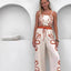 Fashion Flower Sling Top Wide Leg Pants Suit Collumbiana