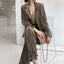 Suit Women's Casual Spring And Autumn Western Style Gold Velvet French Collumbiana