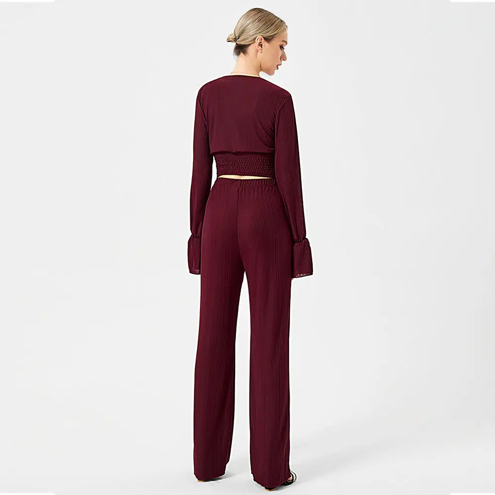 Two Piece Pants Set Long Sleeve Top Collumbiana