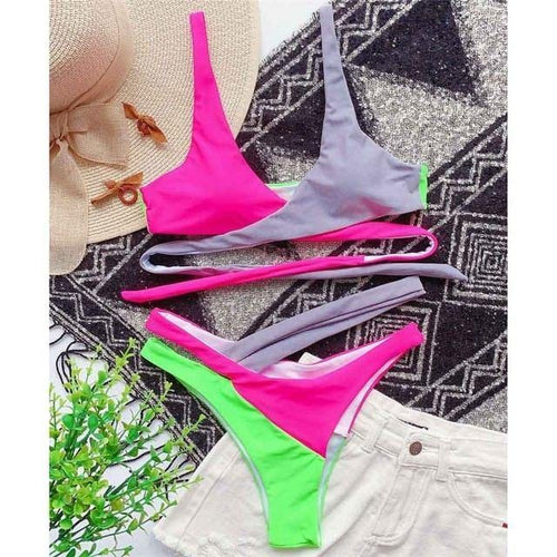 Collumbiana Gray Pink Green / M Lana Swimsuit
