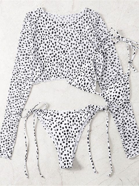 Collumbiana White / L Leopard Three Pieces Bikini